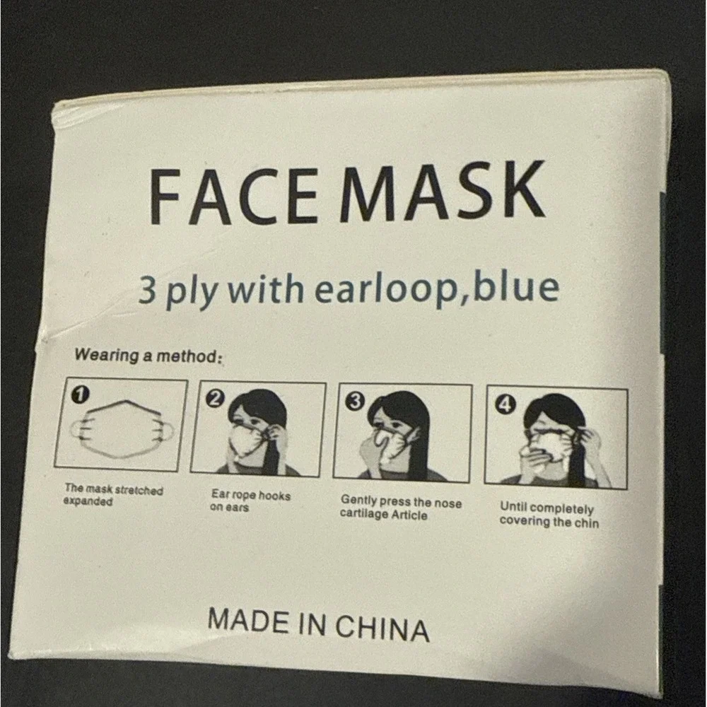 Box Of 50 Disposable Face Masks‎ -  3 Ply Blue & Earloop DY95, GDLUS95, OB200319